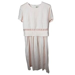 Coldwater Creek Pink Linen Blend Embroidered Maxi Dress Womens Size PS Petite